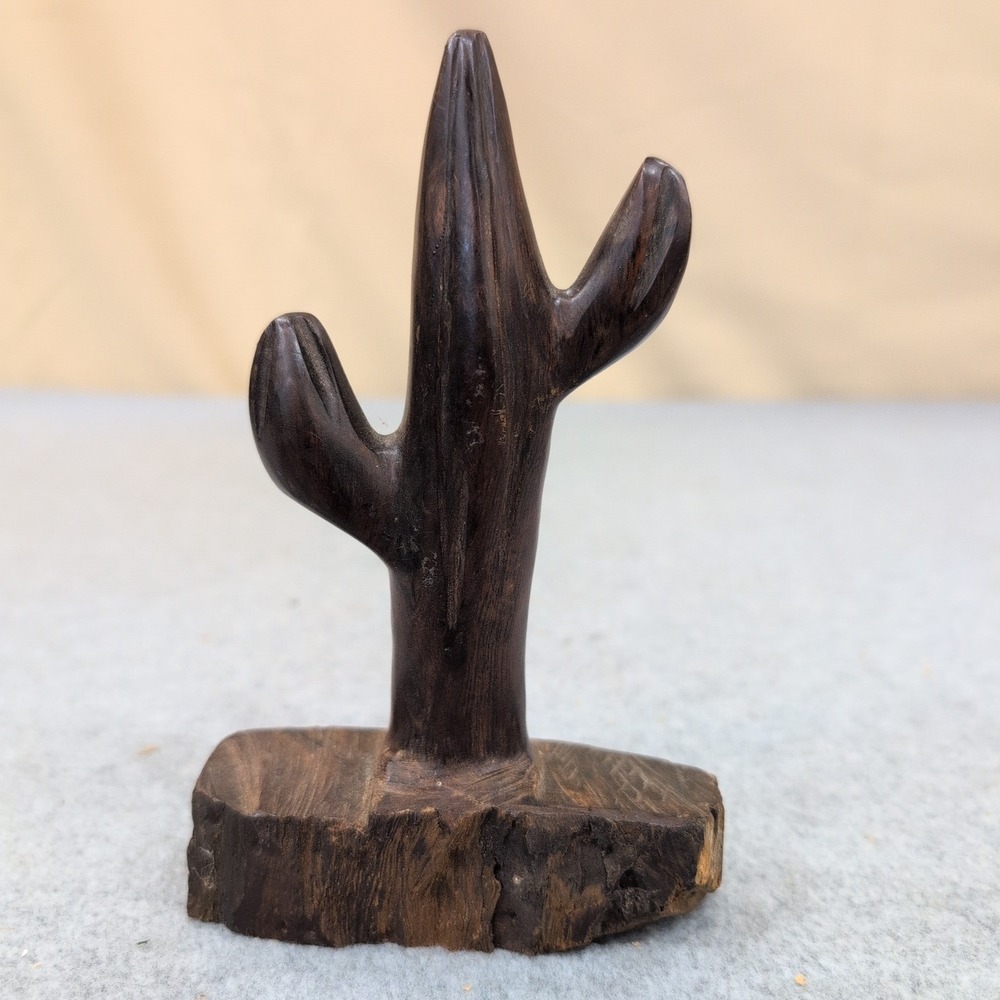 Vintage Hand Carved Ironwood Saguaro Cactus Figurine Desert Folk Art Sculpture - Picture 2 of 5